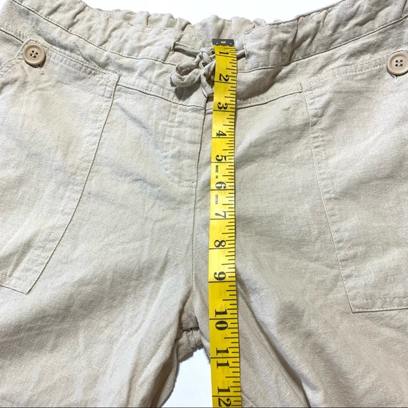 EUC Mothercare Beige Linen Adjustable Waist Cropped Pedal Pants Size 12 - Picture 9 of 11